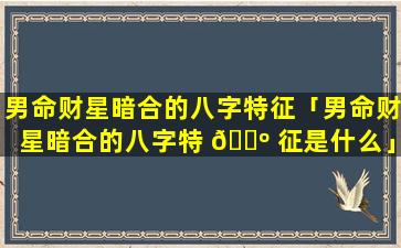男命财星暗合的八字特征「男命财星暗合的八字特 🐺 征是什么」